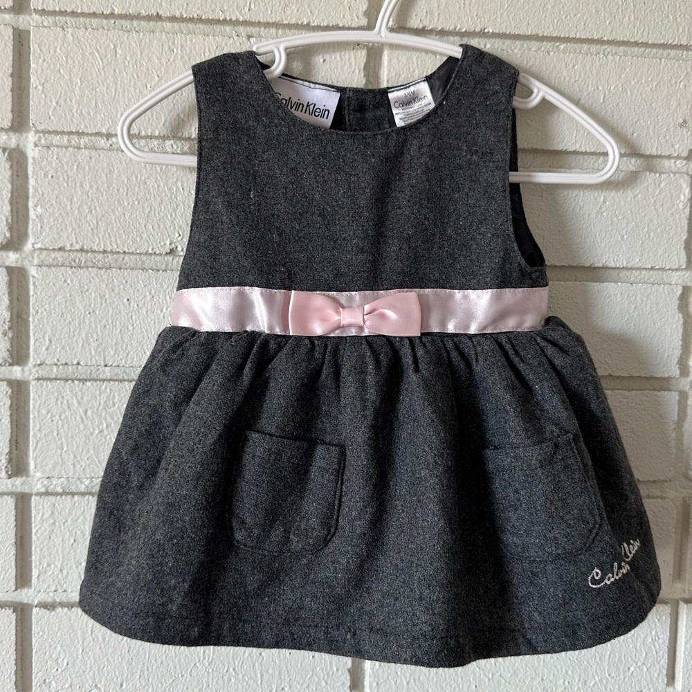 Calvin Klein Gray And Pink Bow Dress